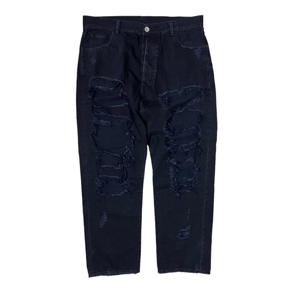 Ben Taverniti Unravel Project Distressed Ripped Baggy Jeans Black Unisex Size 29 - Picture 2 of 6